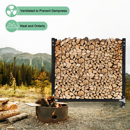 M METERXITY 4ft 1/4 Cord Firewood Rack Outdoor Upgrade Heavy Load-Bearing Frame, Wood Racks with Anti-Slip Adjustable Pad, Firewood Logs Holder Stand for Outdoor Indoor Patio Firepit