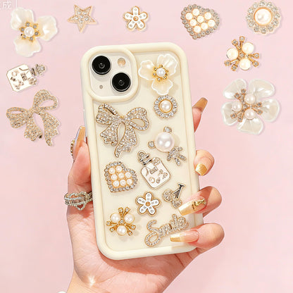 Junk Case Charms Kit with Gule, Junk Phone Case Decorating Kit with Bling Flower Butterfly Flatback Pearls Rhinestone Accessories for DIY Phones Case Deco Making Supplies