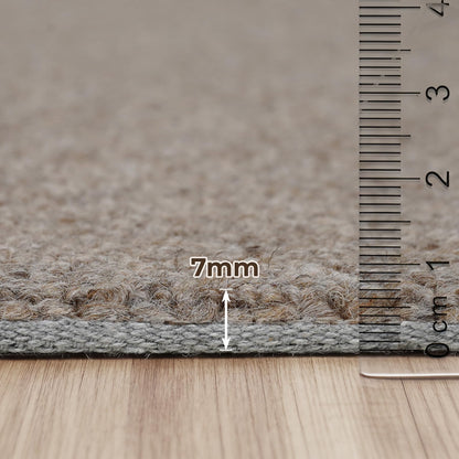 jxgzyy 100% Wool Area Rug 5'×7', All-Natural Plateau Wool Carpet with Cotton Backing, 0.28'' Low Pile Non-Shedding Modern Minimalist Style for Bedroom Living Room and Home Office, Solid Brown