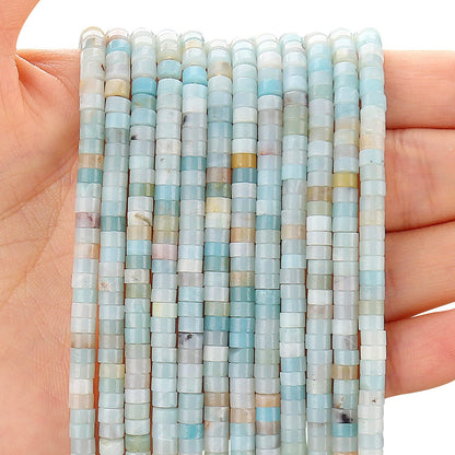 BONNY BOXX 150PCs Natural Amazonite Spacer Beads, Loose Semi Precious Flat Round Gemstone Heishi Disc Stone Beads for Beading Jewelry Making 4mm*2mm