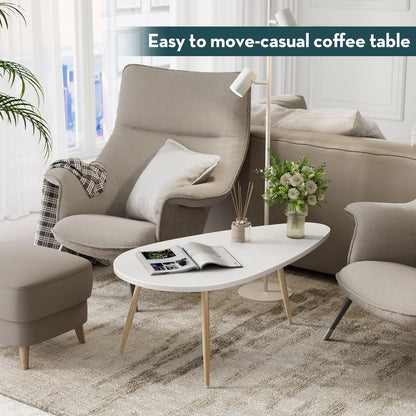 SAYGOER Modern Coffee Table White Oval Coffee Tables for Living Room Simple Center Table for Small Space Home Office Easy Assembly 22.2" D x 42.5" W x 17.1" H, White