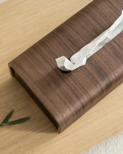 Kazai.® Tissue Box Cover 'Toke' | Real Wood Veneer, FSC® Certified | Decorative Rectangle Tissue Holder for Bathroom or Living Room | Scandinavian Design | Walnut, Black