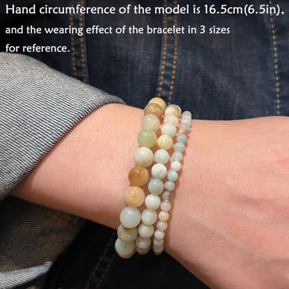 CHCCOYE 4mm Natural Healing Gemstone Bracelet Handmade Yoga Stretch Elastic Bracelet Stress Relief Crystal Jewelry for Men and Women (4mm, Mulitcolor Amazonite)
