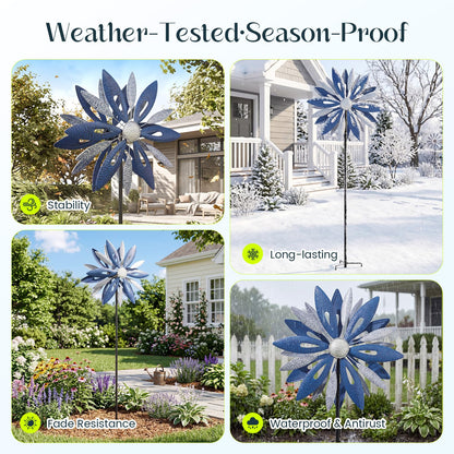 Homdox 84" Wind Spinner Metal Kinetic Yard Spinner for Outside Patio, Garden Art Wind Sculptures & Spinners, Stability Windmill GIFS for Mother's Day Birthday Yard Lawn Decor,Large 25" Blades