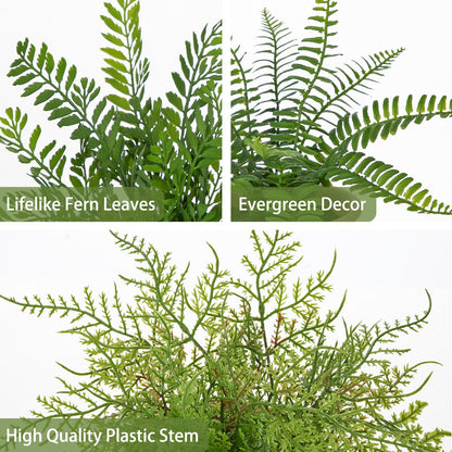 Nature Crafted 3 Pack Artificial Fern Plant, Small Fake Plants in Pot, Faux Fern Plant for Home Office Farmhouse Living Room Bathroom Kitchen Tabletop Desk Shelf Decoration