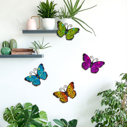 RICHIE Metal Butterfly Wall Decor Outdoor Fence Wall Art Decor, Wall Sculpture Hanging Decoration for Garden Yard Living Room Bedroom Patio Balcony(4 Pack)