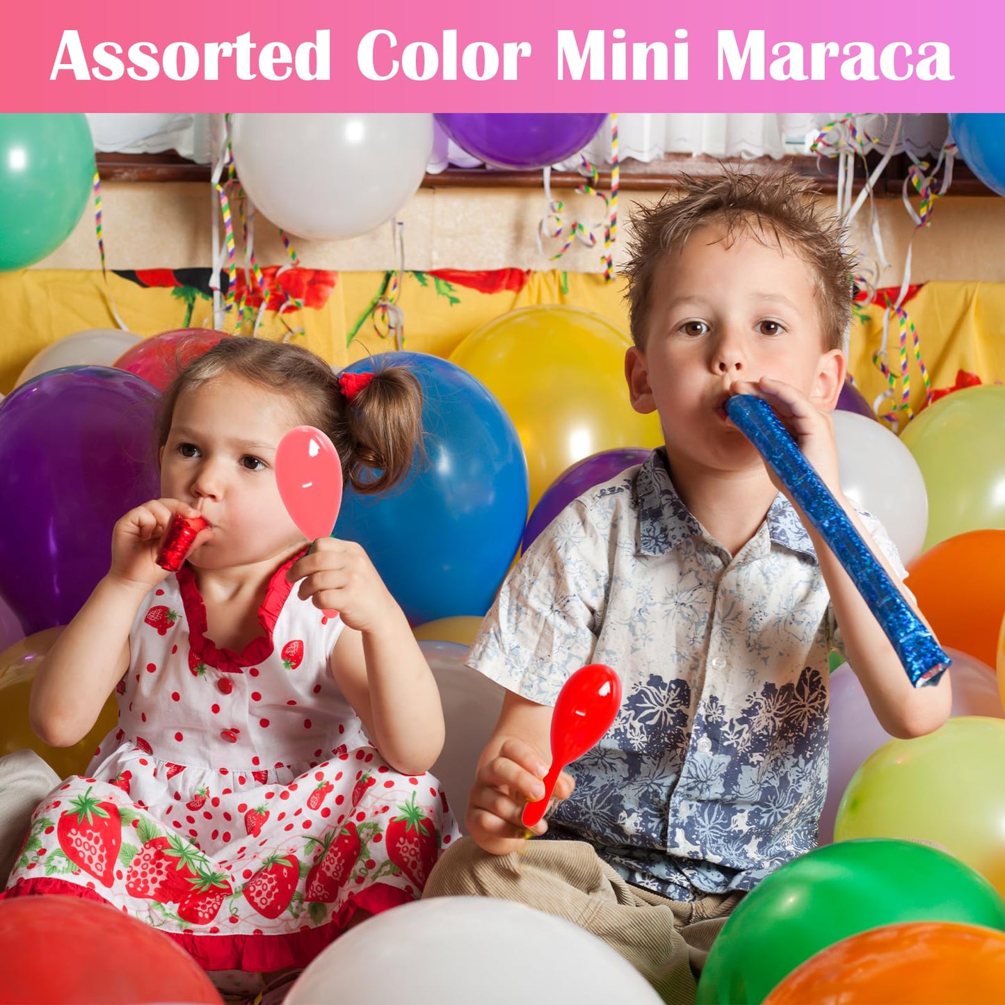 CONEHOY 150 Pcs 4 Inch Mini Maracas Plastic Noisemaker Musical Instruments Neon Maracas Shakers for Kids Birthday Party Classroom Mexican Fiesta Cinco De Mayo Party Favors