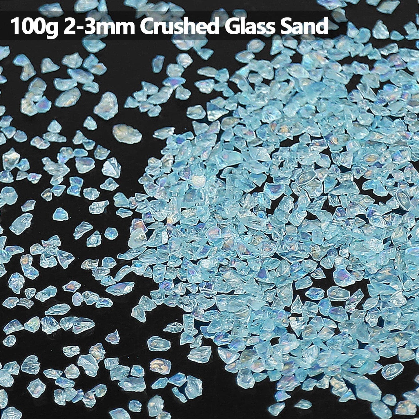 Irregular Crushed Glass Chips Sprinkles, 100g Metallic Chunky Glitter Stones for Nail Art, Resin Mold Filler, DIY Crafts, Vase Filler, Jewelry Making (Aquamarine AB)