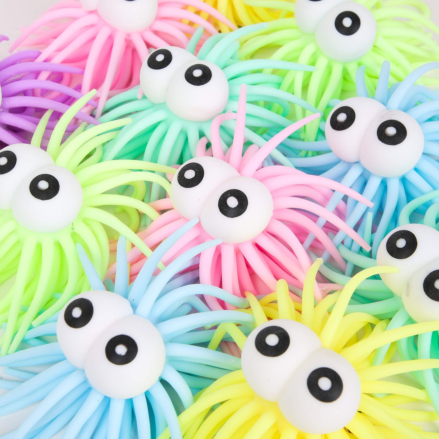 PROLOSO 12 Pcs Stress Relief Sea Urchin Puffer Balls Light Up Spiky Sensory Toy Fidget Balls Glow in the Dark Party Supplies