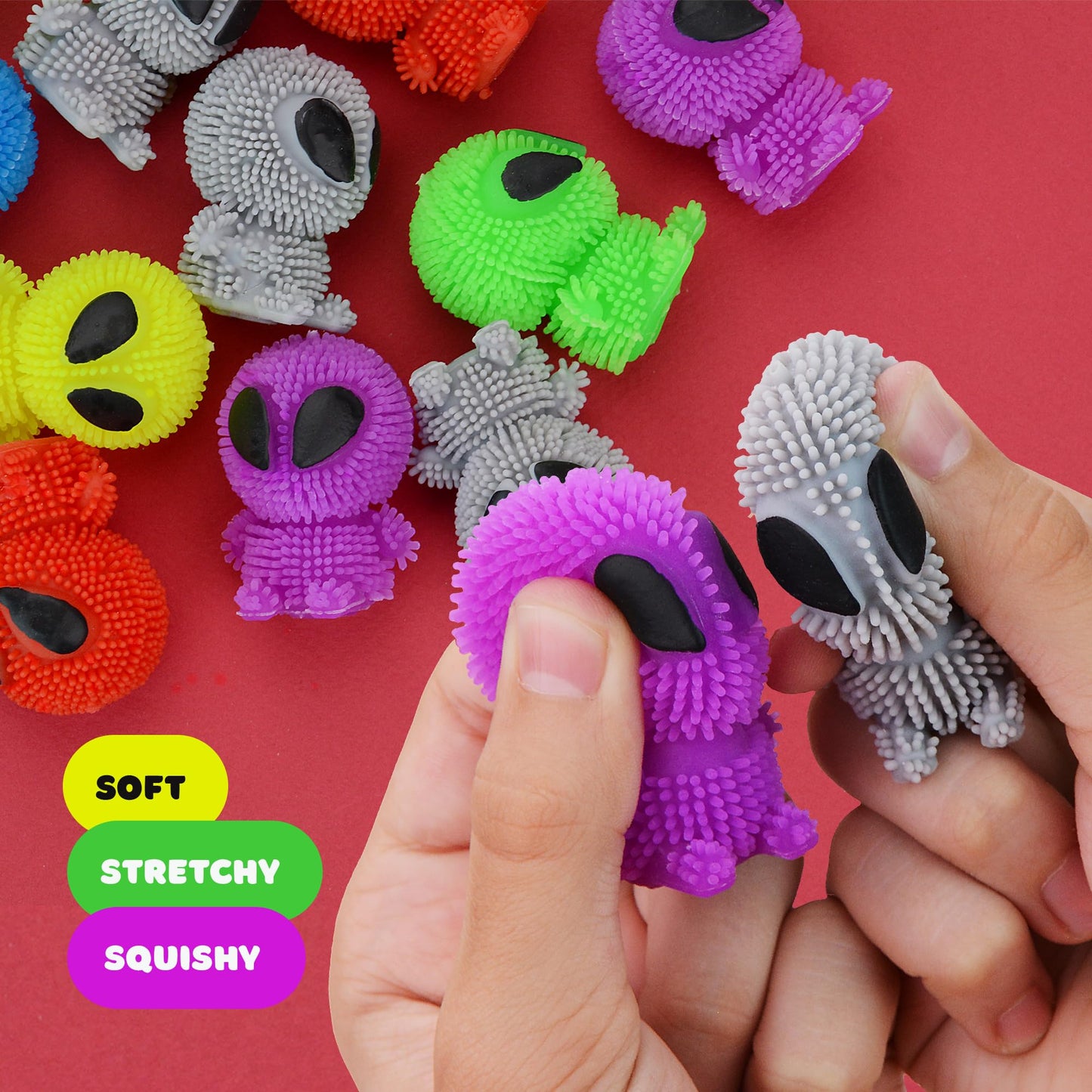 Alien Toys for Kids - 1.75 Inch Alien Toys for Kids - Funny Squishy Toys for Party Favors, Goody Bags, Classroom Prizes - Mini Puffer Ball - Pack of 24 - Easter Basket Stuffers