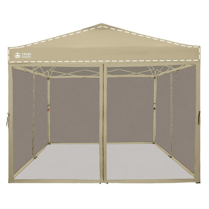 CROWN SHADES Gazebo Mosquito Net Only for 10 x 10 Pop Up Canopy - Patio Gazebo Replacement Mesh Sidewall with Zipper for Outdoor Tent, Garden and Backyard (4-Piece,Khaki)