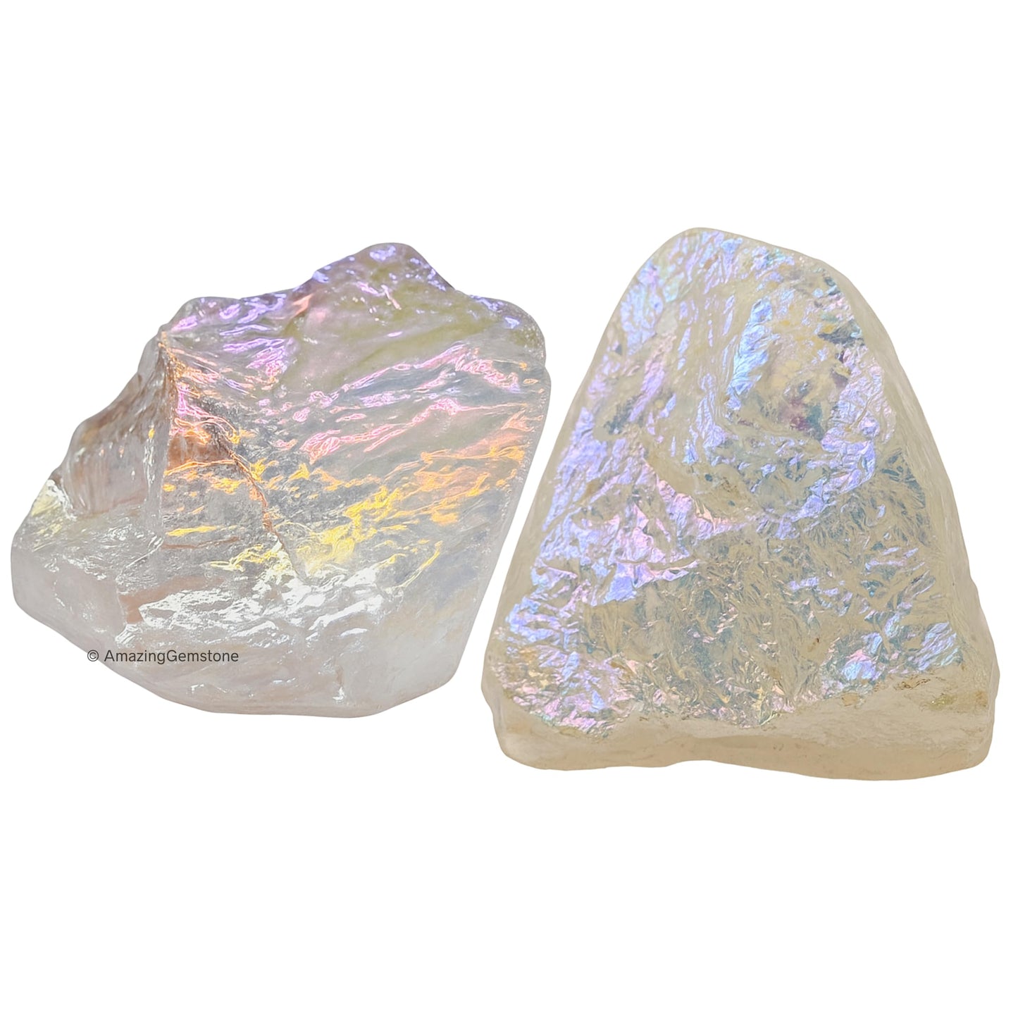 Amazing Gemstone Angel Aura Quartz Raw Crystals and Healing Stones, Natural Rocks for Meditation - DIY Raw Stones and Crystals, 2 Pieces