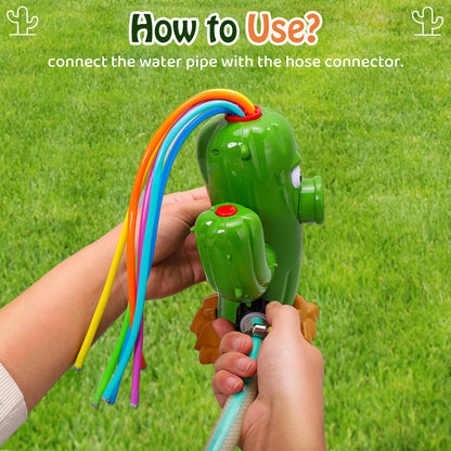 HeySplash Water Sprinkler Toy, Sprinkler for Kids Outdoor Play, Sprinkler Toy with 6 Wiggle Tubes, Outside Backyard Lawn Toys, Splashing Fun for Over 3 Year Boys Girls, Attach to Garden Hose, Cactus