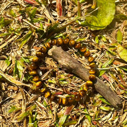 TaHLga 6MM Yellow Tigers Eye Beaded Bracelet for Men | Natural Solar Plexus Chakra Gemstones | Bring Luck Wealth Courage | Protection from Evil | Gift