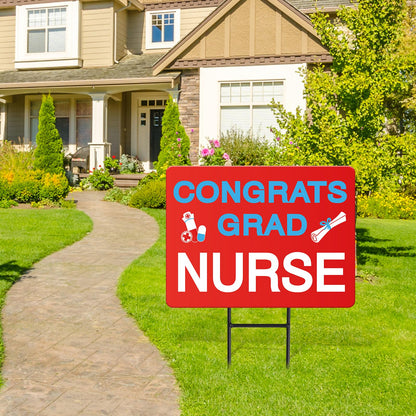 JarThenaAMCS Nurse Graduation Metal Garden Stakes 2026 Congrats Grad Nurse Decorative Lawn Sign Welcome Yard Sign for Medical Nursing Grad Party Outside Lawn Porch Decor