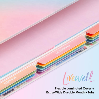 Blue Sky Livewell 2026-2027 Weekly and Monthly Academic Year Planner Calendar, July 2026 - June 2027, 7" x 9", Flexible Cover, Wirebound, Colorful Interior, Laminated Tabs, Storage Pocket, Includes Stickers, Rainbow