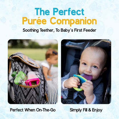 Teetherpop Fillable Freezable Teethers for Babies - Breastmilk Teether with Spill-Proof Sippy Slits – Teething Popsicle for Baby, Liquids & Purées, Cooling Teething Relief Feeder Pacifier - BlueLime