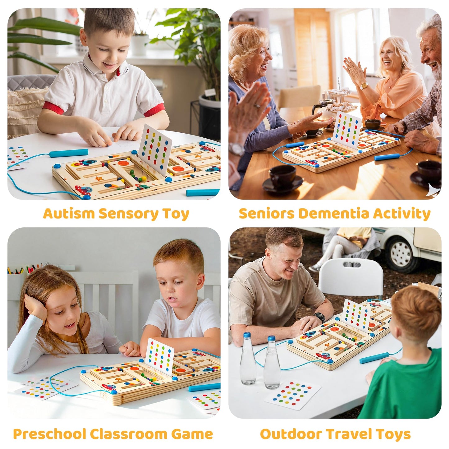 Kids Montessori Magnetic Wooden Toys - Bead Sorting & Stringing Activity for Kids Ages 3-7, Preschool Educational Logic Game, 2-Player Brain Teaser, Travel-Friendly Toddler Toy, Gift for Boys & Girls