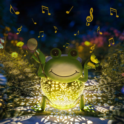 Solar Lantern Outdoor Lights, Cute Metal Solar Frog Lamp with Sound, Waterproof 2 Mode Hanging Solar Frog Lights for Yard Garden Patio Tree Pathway Lawn Outdoor Decorations