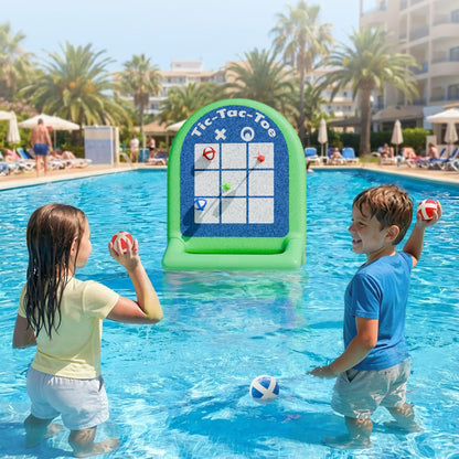Funscape Kids Fun Pool Floating Water Toys, Inflatable Tic-Tac-Toe Dart Board Game, Swimming Pool Floats, Beach Outdoor Play Summer Birthday Gift 3 4 5 6 7 8 9 10 Yrs Boy Girl Teen Adult Family-Green