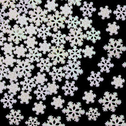 FOIMAS Tiny Resin Snowflake Decor,48pcs White Glitter Snowflake for Christmas Embellishment DIY Craft Project Winter Wonderland Supply