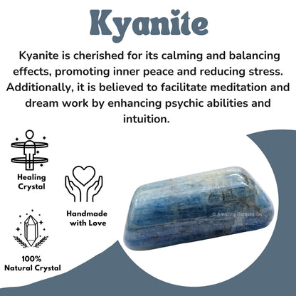 Amazing Gemstone Kyanite Crystals and Healing Stones Tumbled - 1 oz Kyanite Stone Gem Stones, Natural Healing Stones for Energy Balance, Stress Relief - Premium Polished Gems Rocks for Meditation