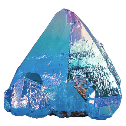 mookaitedecor Angel Aura Quartz Natural Rock Quartz Titanium Coated Crystal Points, Geode Rocks Crystal Cluster Stone Specimen for Meditation Home Decor, Blue