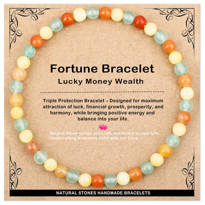 AD Beads 4mm Handmade Fortune Bracelet Elastic Bracelet – Natural Gemstone for Lucky Money Wealth – Meditation, Yoga, Healing and Energy Gift for Men Women