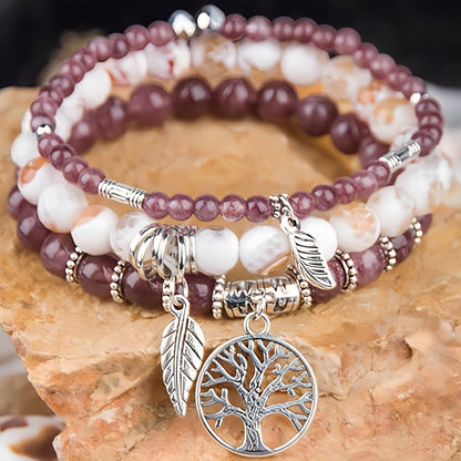 Jardme Healing Crystal Bracelets for Women, 8mm Beaded Natural Stone Stretch Chakra Bracelets Tree of Life Bracelet Jewelry Gifts for Women