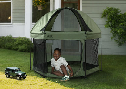 Jeep Hexagon Pop Up Play Yard with Removable Canopy | Ideal for Indoor and Outdoor Use, Olive Green