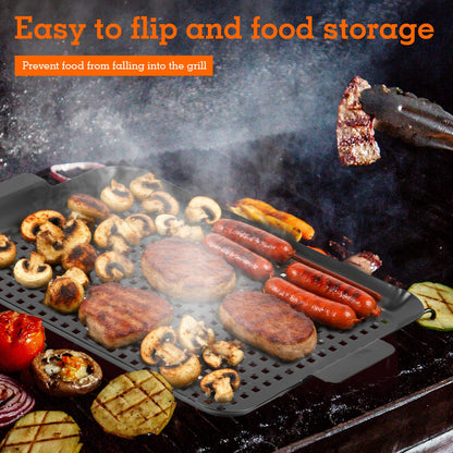 guogiyala 2PCS Grill pan: Grill topper for outdoor grill - Non-stick enamel coating grill topper suitable for camping, picnic, party