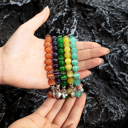 MEHUK Natural Stretch Gemstone Bracelet Healing Stone Beaded Bracelets for Women Men Gifts (Unisex) (Champagne)