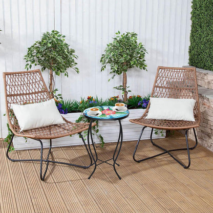 VCUTEKA Patio Side Table Outdoor Accent Table Bistro Coffee Table Plant End Table Small Porch Table Indoor Round Glass Balcony Plant Table Stands Hummingbird 14''