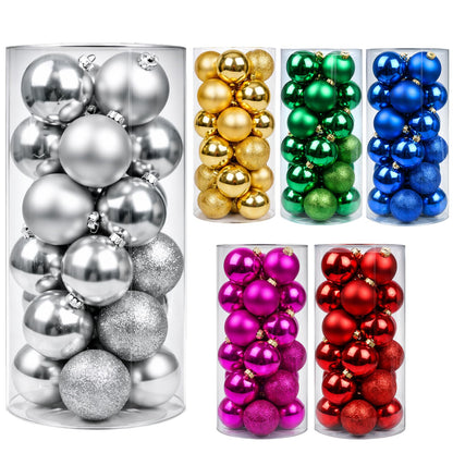 24ct Silvery Christmas Ball - 1.18 Inch Shatterproof Christmas Tree Decoration Ornaments Hanging Ball for Xmas Tree, Holiday, Wedding, Party