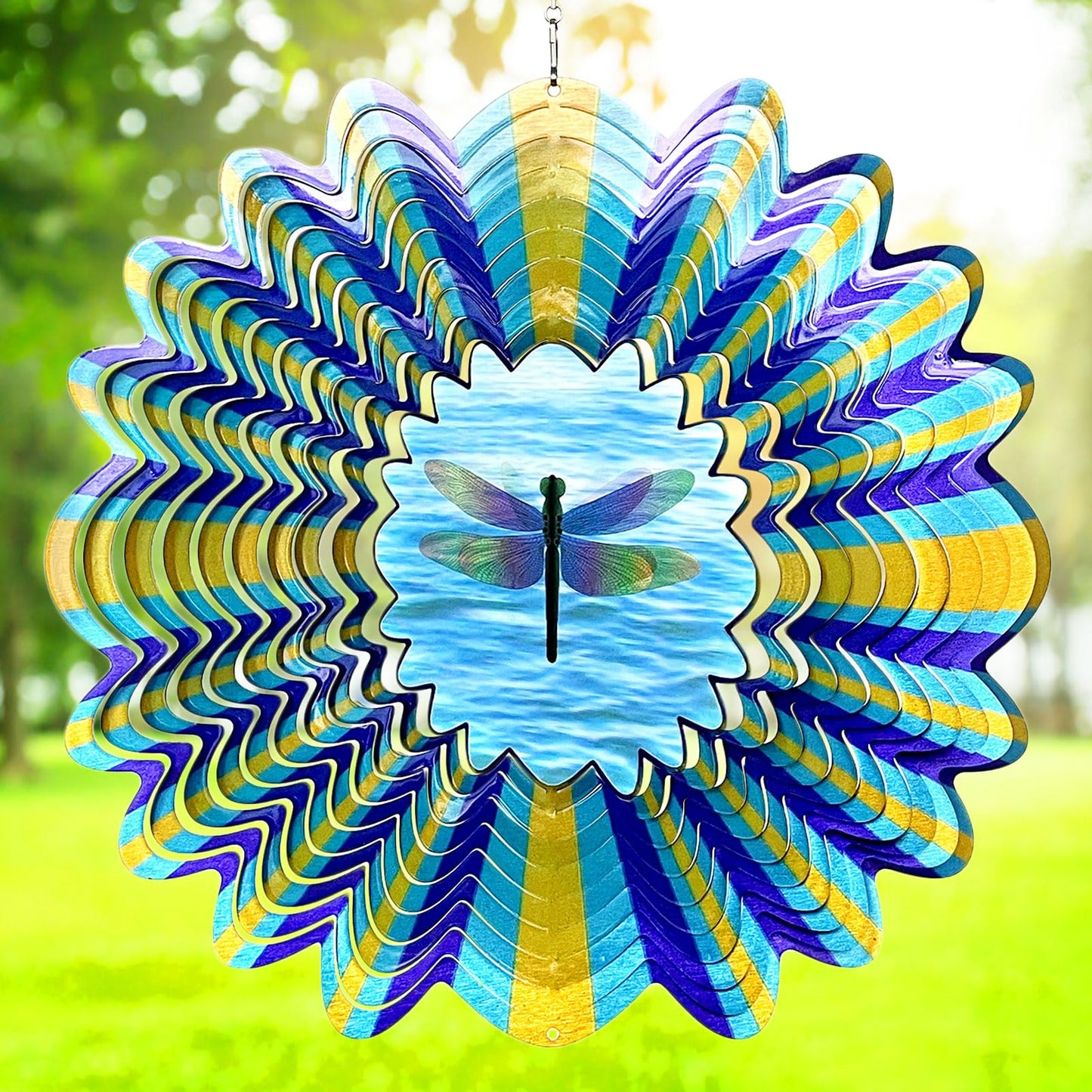 Eiryhope Dragonfly Animated Wind Spinner - 12″ Kinetic 3D Hanging Sculpture, Creates Dragonfly Animation Effect | Patio Lawn Garden Decor, Creative Gifts for Mother/Father/Women/Men