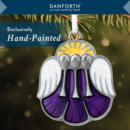 DANFORTH - Herald Angels Ornament - Satin Ribbon - 1 7/8 x 2 Inches - Handcrafted in The USA - Gift Boxed