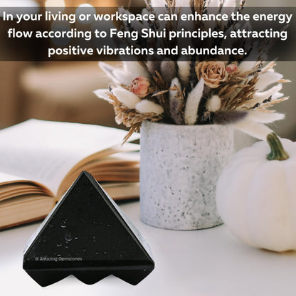Amazing Gemstone Black Tourmaline Crystal Pyramid with 9 Pyramid Plate Bottom - 1" Mini Pyramid Figurine of Natural Stone Pyramid for Meditation, Reiki, Chakra Balancing Vastu Pooja and Crystal Grids