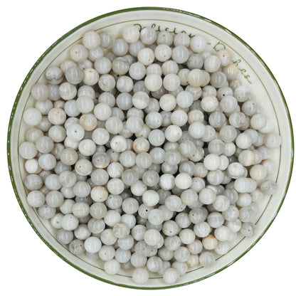 WHNKFB 6mm 100PCS Natural White Crazy Lace Agate Round Beads, Milky Pearl-Alternative Loose Stone Beads for Jewelry Making Craft - 4mm 6mm 8mm 10mm Options with Free Elastic Cord