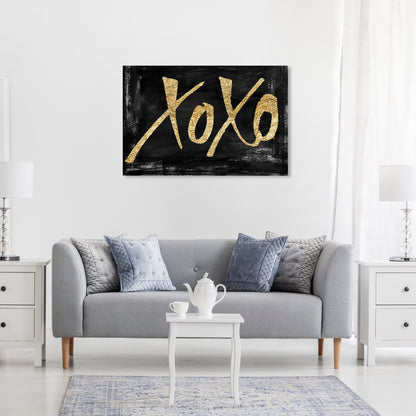 Oliver Gal Typography Wall Art Canvas Prints Quotes and Sayings Black and Gold XOXO Home Décor, 30" x 20", Stretched