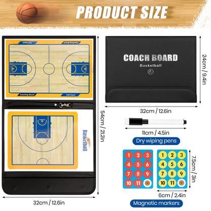 Keweis Basketball Coaching Board Coaches Clipboard Tactical Magnetic Board Kit with Dry Erase, Marker Pen and Zipper Bag (Basketball Board) (Basketball Coaching Board) (Basketball Coaching Board)