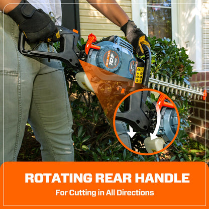 SENIX 4QL 26.5 cc 4 Cycle 22-Inch Gas Hedge Trimmer, Garden Tool to Trim Shrubs,Bushes,and More,Double Sided Dual Action Blades,1-1/8" Cutting Capacity,Includes Blade Cover(HT4QL-L)