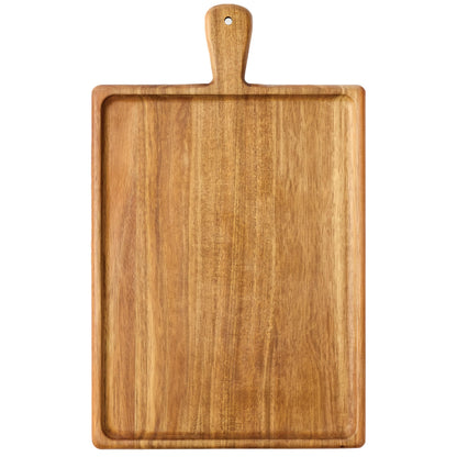 Grazerie Charcuterie Board - Acacia Wood Cutting Board for Kitchen with Handle, Cheese Board for Vegetables, Bread, Fruits, Meat - Decorative Wooden Serving Tray House Warming Gift