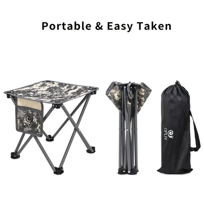 Opliy Camping Stool 2 Pack,13.5 Inch Portable Folding Stool for Outdoor Gardening and Beach Hiking Fishing,Foot Stool with Carry Bag (Camouflage)