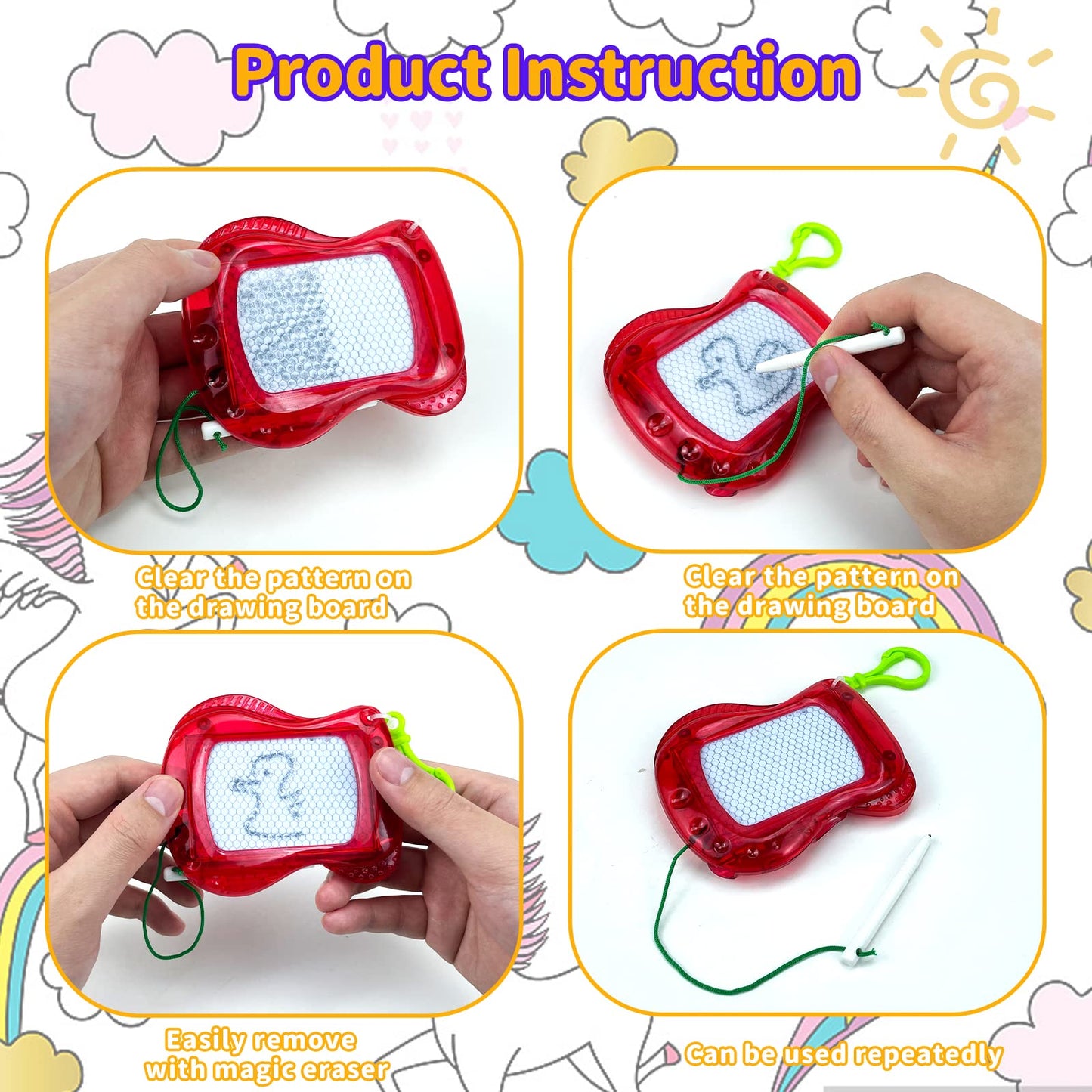 22 Pack Mini Magnetic Drawing Board(6 Colors), Kids Party Favors Backpack Keychain Doodle Drawing Boards, Erasable Sketch and Board Writing Pad for Boys Girls Classroom Supplies Goodie Bag Fillers