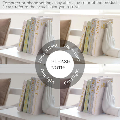 Hiwhy Decorative Book Storage Box Set of 2, Stylish Decorative Books, Linen Faux Book Storage Box for Bookshelf, Coffee Tables, Home Decor, Beige