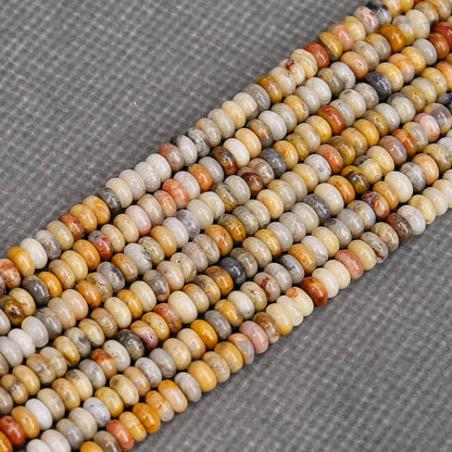 BONNY BOXX 1 Strand Natural 2 * 4mm Crazy Lace Agate Rondelle Beads, Natural Abacus Disk Stone Beads Loose Spacer Gemstone for DIY Bracelet Necklace Jewelry Making