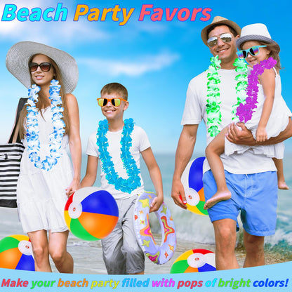 Oleitodh 126 Pcs Kids Summer Beach Party Favor Bulk-Includes 18 Inflatable Beach Balls, 36 Sand Bucket&Shovel Set, 18 Neon Sunglass, 18 Water Guns,18 Water Balls,18 Hawaiian Leis for Luau Party Decor