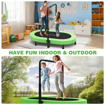 ANCHEER 56" Double Mini Trampoline for Kids, Mini Rebounder with 5-Level Adjustable Handle, Parent-Child Trampoline for Kids, Max Load 220lbs, Fun for Indoor/Outdoor