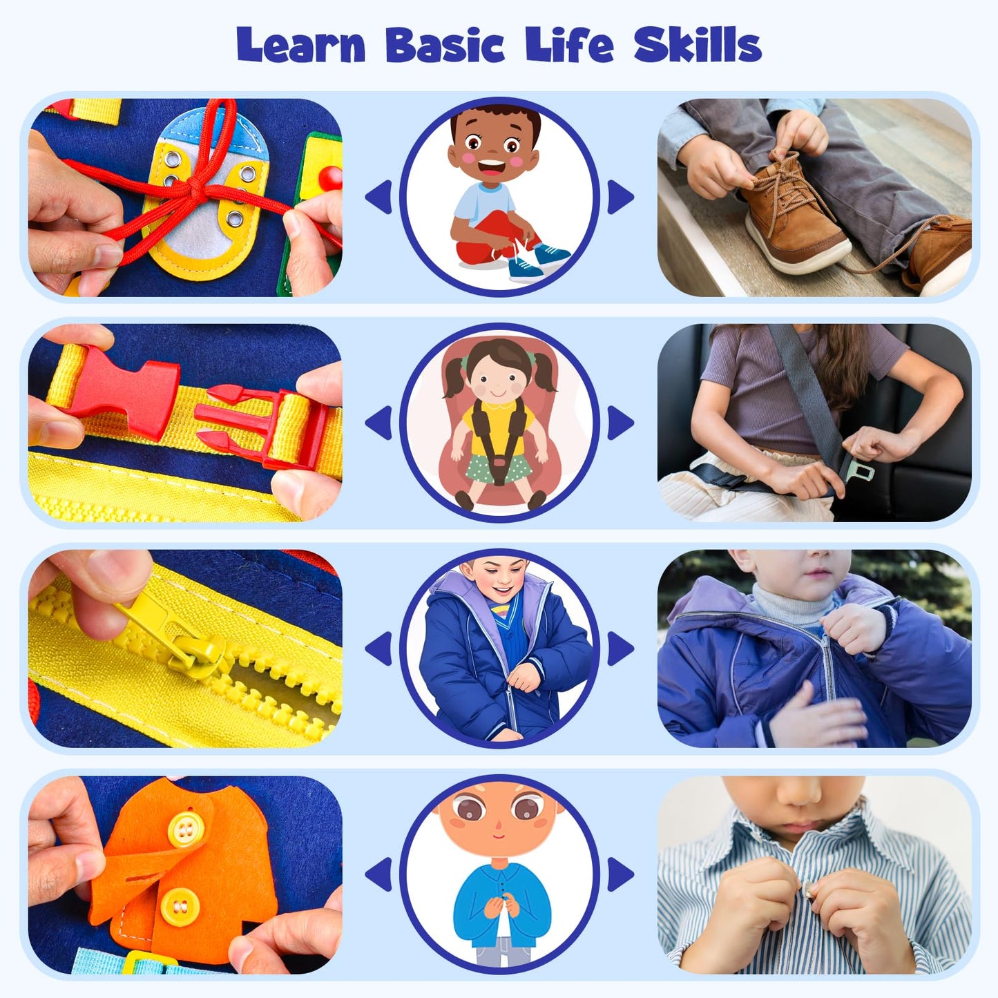 Asten Busy Board Montessori Toys for Toddlers: Busy Book Sensory Board Quiet Books Educational Activity Book for 3 4 5 Year Old Gifts for Boys Girls Kids, Toddler Travel Toys for Airplane Car (Blue)