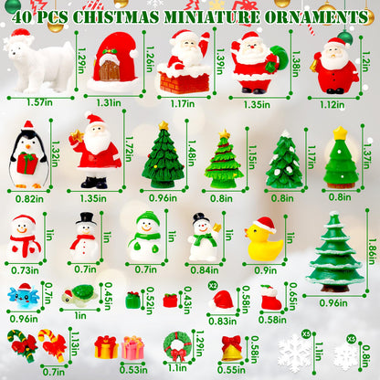 Bbiamsleep 40 Pcs Mini Resin Christmas Figures Miniature Christmas Figurines Xmas Miniature Ornaments Snow Globe Figurines for Fairy Garden Xmas Snow Globes Village Decor